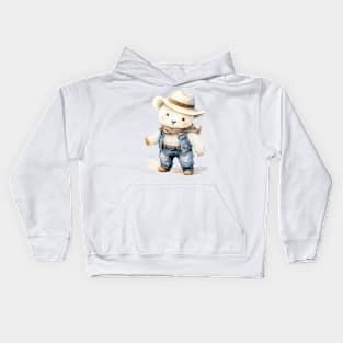 Polar Bear Wearing a Cowboy Hat Kids Hoodie